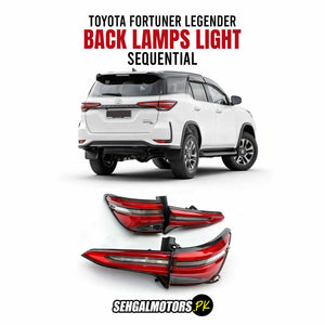 Toyota Fortuner Legender Sequential Back Lamps Red (RHS & LHS) 2016 - 2026 - Model 2016-2024