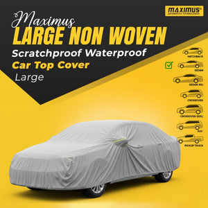 Maximus Large Non Woven Scratchproof Waterproof Car Top Cover - Large Sedan Size