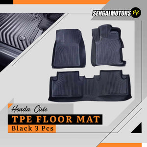 Honda Civic Rebirth TPE Floor Mats Black 3 Pcs 2012 - 2016
