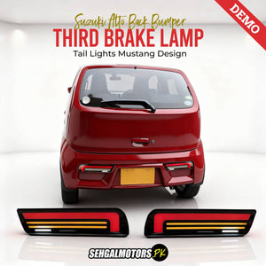 Suzuki Alto Back Bumper Third Brake Lamp Tail Lights Mustang Design - Smoke Model 2019-2022