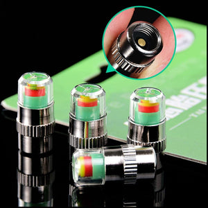 Indication Tyre Air Pressure Alert Warning Monitor Valve Nozzle Cap - - Warning Monitor 4 Pcs