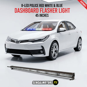 Police Red White & Blue 8-LED Dashboard Flasher Light 45 inches - Full  Strobe Flashers | 3 ft 9 inch