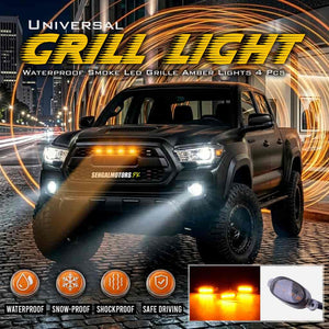 Universal Grill Light Waterproof Smoke Led Grille Amber Lights 4 Pcs