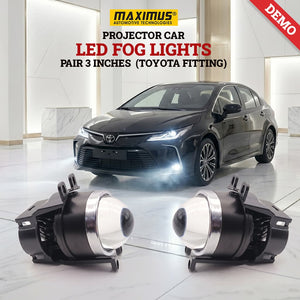 Maximus Projector Car LED Fog Lights Pair 3 Inches (Toyota Fitting) - White Yellow