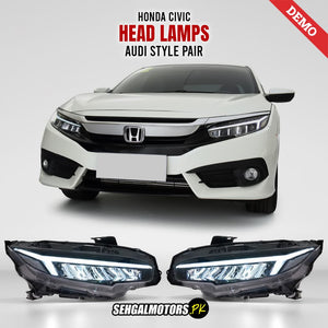 Honda Civic Head Lamps Audi Style Pair 2016 - 2021