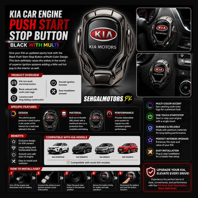 KIA Car Engine Push Start Stop Button Black With Multi