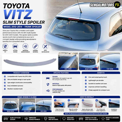 Toyota Vitz Slim Style Spoiler - Model 2012-2014