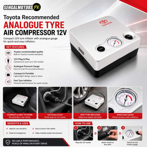 Toyota Recommended Analogue Tyre Air Compressor 12v - Tire Air Compressor Inflators