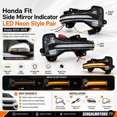 Honda Fit Side Mirror Indicator LED Neon Style Pair - Model 2013-2018