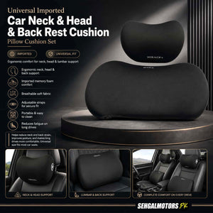 Universal Imported Car Neck & Head & Back Rest Cushion - Pillow Cushion Set