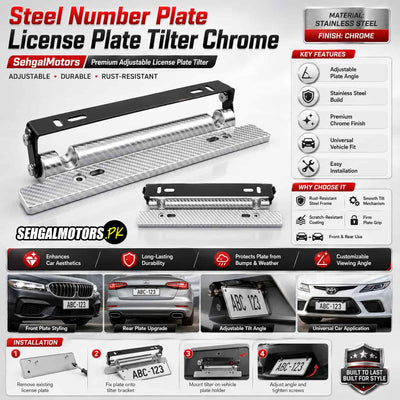 Steel Number Plate License Plate Tilter Chrome