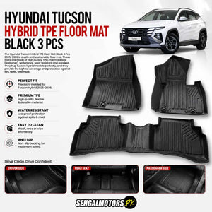 Hyundai Tucson Hybrid TPE Floor Mats Black 3 Pcs 2025 - 2026