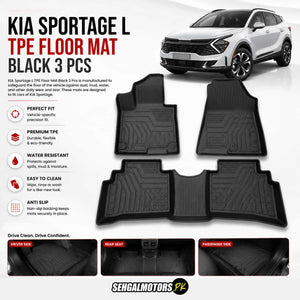 KIA Sportage L TPE Floor Mats Black 3 Pcs 2025 - 2026