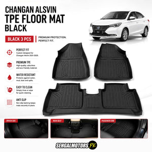 Changan Alsvin TPE Floor Mats Black 3 Pcs 2021 - 2026
