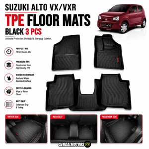 Suzuki Alto VX/VXR TPE Floor Mats Black 3 Pcs 2018 - 2026