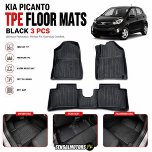 KIA Picanto TPE Floor Mats Black 3 Pcs 2019 - 2025