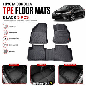 Toyota Corolla TPE Floor Mats Black 3 Pcs 2014 - 2026