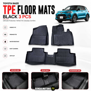 Toyota Raize TPE Floor Mats Black 3 Pcs 2024 - 2025