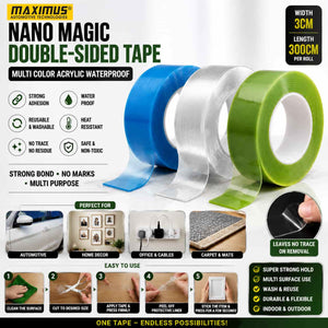 Maximus Nano Magic Double Sided Tape Multi Color Acrylic Waterproof