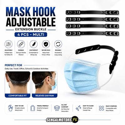Mask Hook Adjustable Extension Buckle 4 Pcs - Multi
