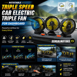 Rotatable Tripple Speed Car Electric Tripple Fan For Dashboard