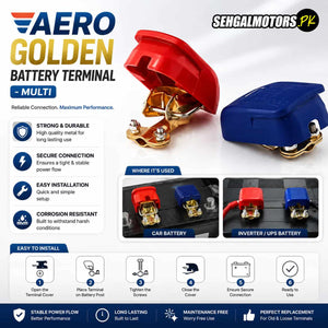 Aero Golden Battery Terminal - Multi - Car Battery Terminal Positive /Negative Car Battery Connector
