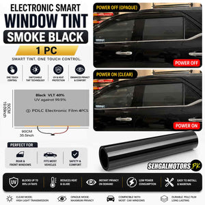 Electronic Smart Window Tint Smoke Black 1 Pc - Remote Control Operated Film