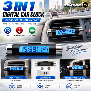 3 in 1 Digital Car Clock Thermometer LED Display