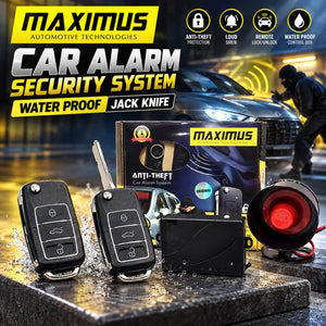 Maximus Car Alarm Security System Water Proof Jack Knife Remotes - Universal For All Cars