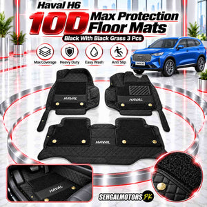 Haval H6 10D Floor Mats Mix Thread Black With Black 3 Pcs 2021 - 2024