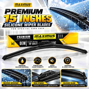 Maximus Premium 15 Inches Silicone Wiper Blades For Special Cars Each