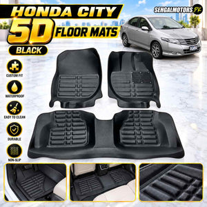 Honda City 5D Floor Mats Black 3 Pcs 2009 - 2020