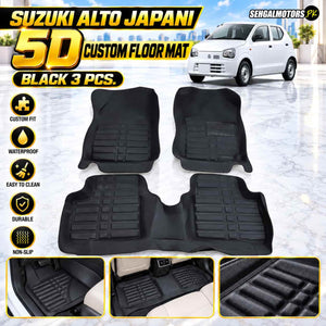 Suzuki Alto Japanese 5D Floor Mats Black 3 Pcs 2018 - 2026