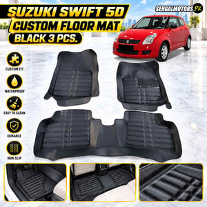 Suzuki Swift 5D Floor Mats Black 3 Pcs 2010 - 2021