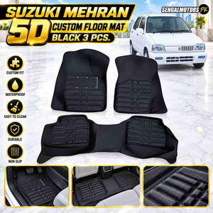 Suzuki Mehran 5D Custom Floor Mat Black 3 Pcs 1989 - 2019