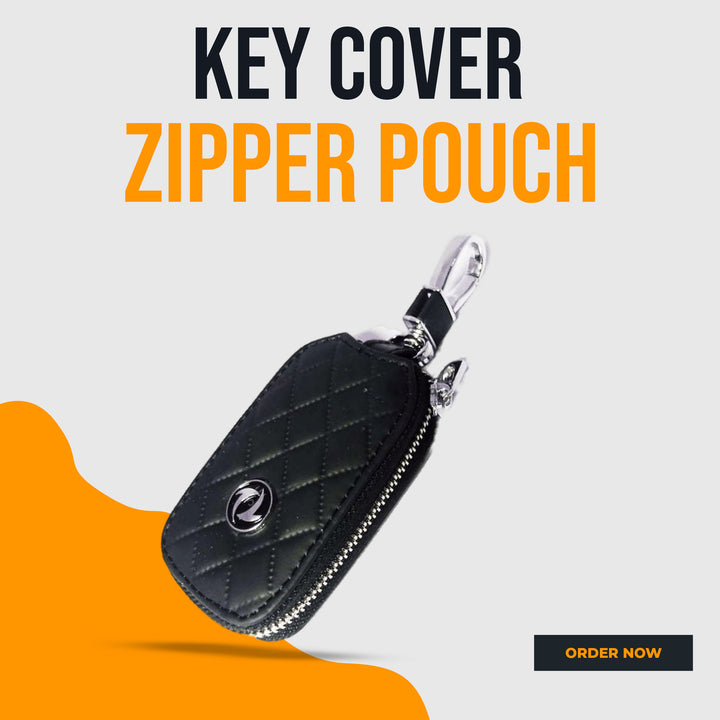 DFSK Zipper 7D Style Key Cover Pouch Black With Keychain Ring