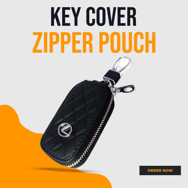 Lexus Zipper 7D Style Key Cover Pouch Black With Keychain Ring