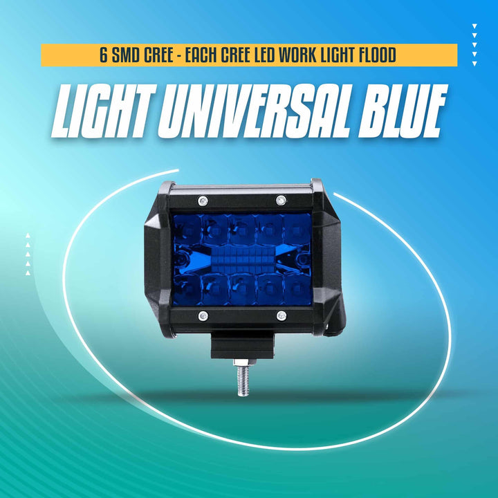 6 SMD Cree Light Universal Blue - Each - Cree LED Work Light Flood Spot Light Offroad Driving LED Light Bar SehgalMotors.pk