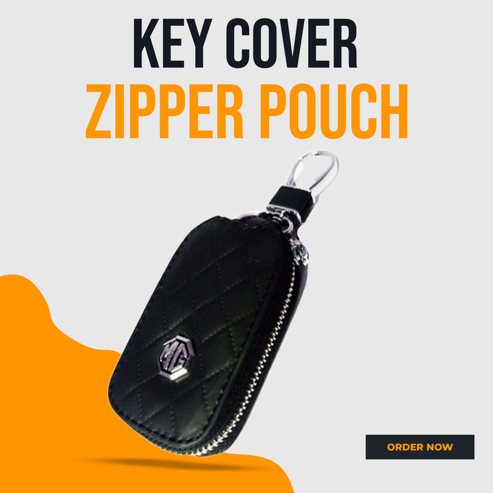 MG Zipper 7D Style Key Cover Pouch Black With Keychain Ring