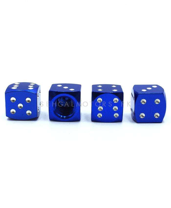 Dice Tire Tyre Air Valve Nozzle Caps Blue Color