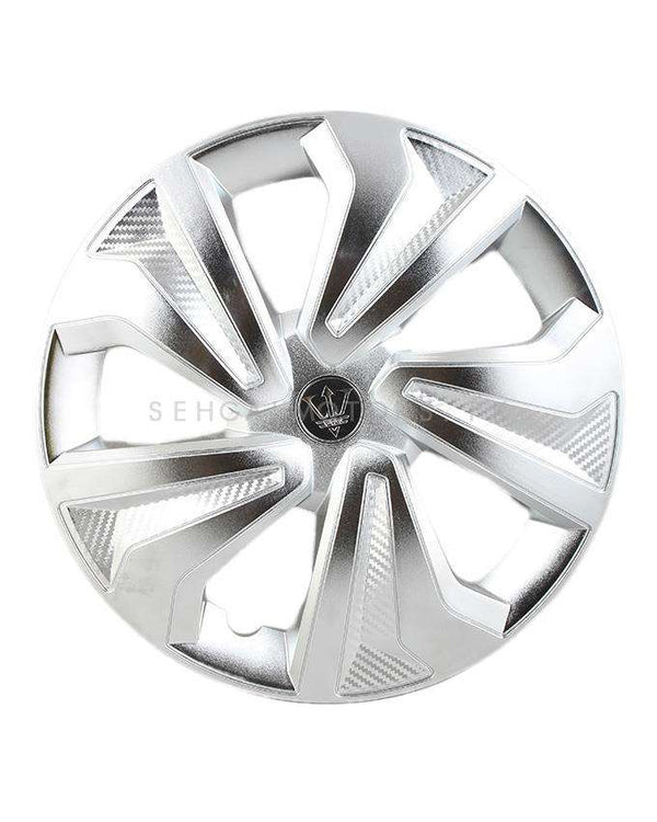 Used Crown Full Matte Chrome Silver Wheel Cap - WK06CR - 15 inches