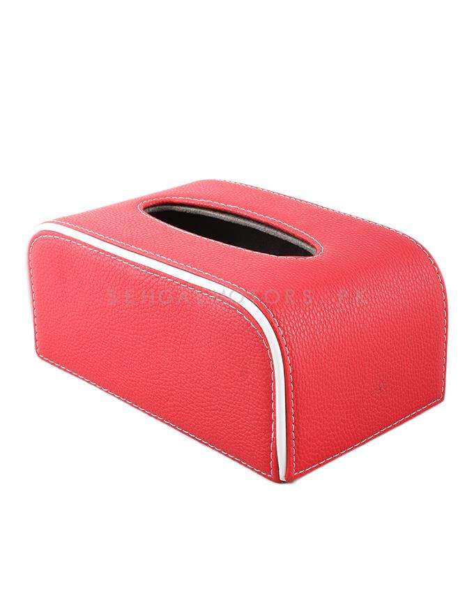 Fancy Red Leather Car Tissue Holder Case Box 9CM