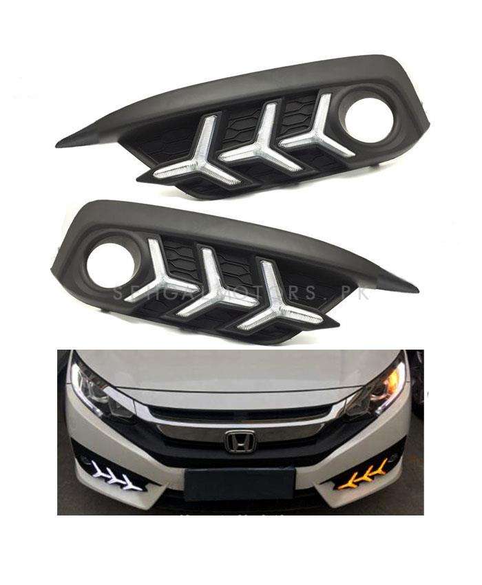 Honda Civic Fog Lamps Lights DRL Cover V3 Mustang Style - Model 2016-2021