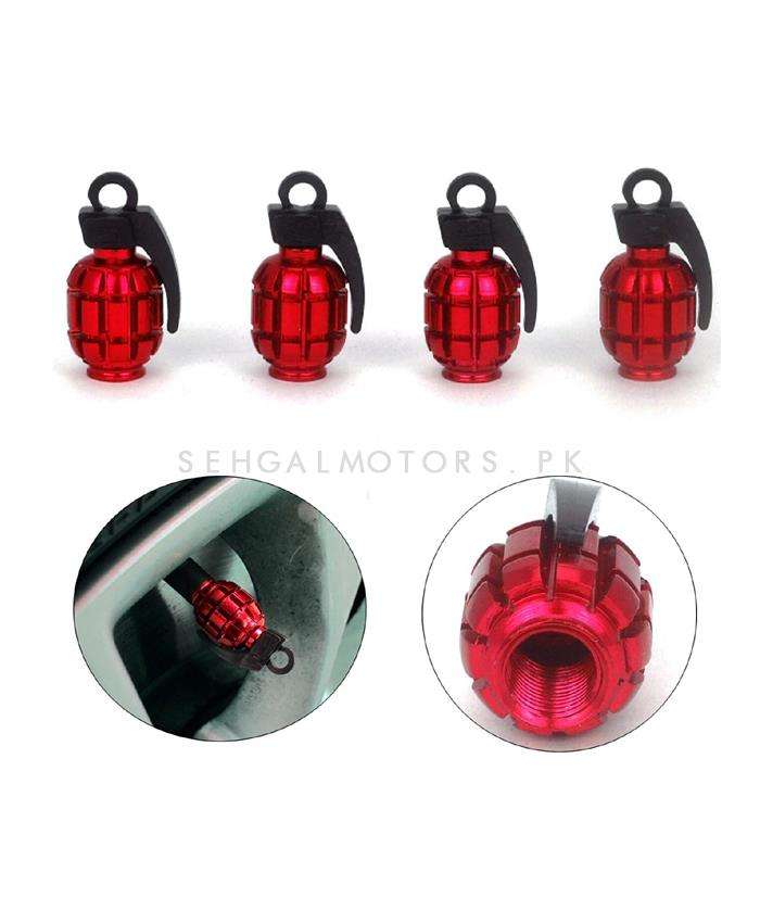 Grenade Tire Tyre Air Valve Nozzle Caps Red