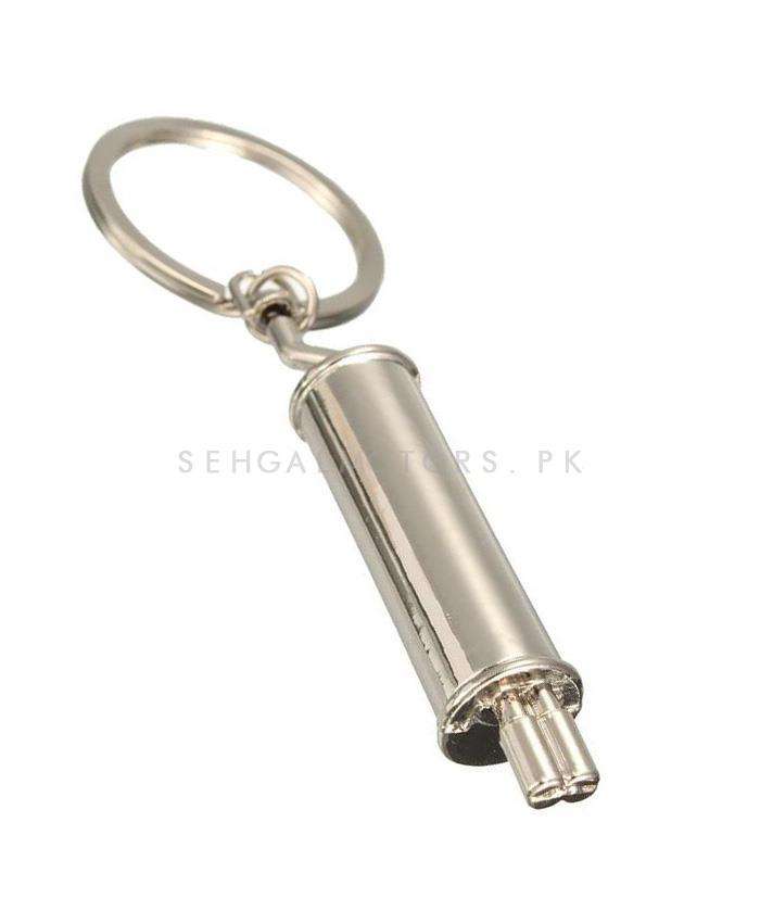 Exhaust Metal Keychain Keyring Chrome