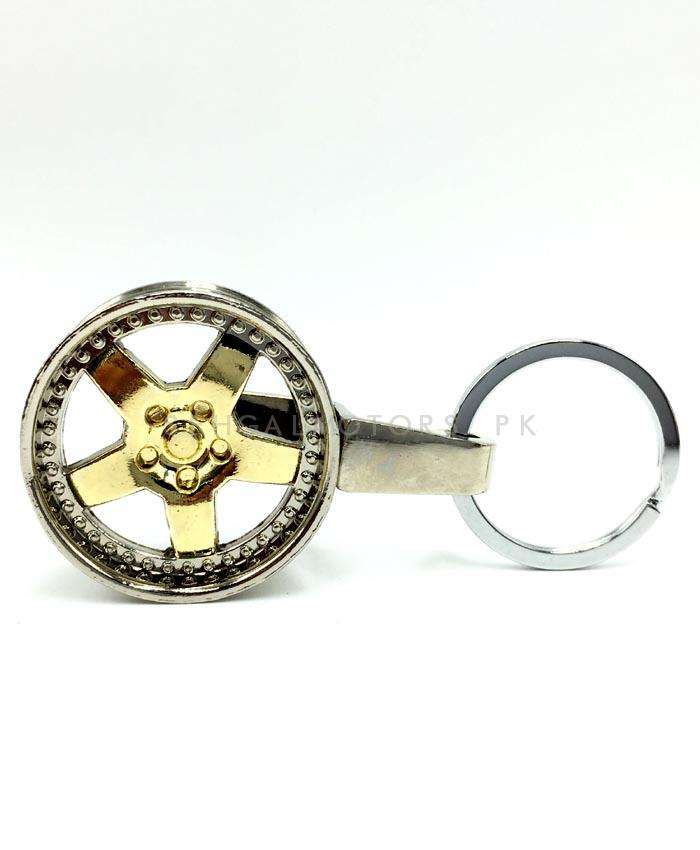 Rim Metal Keychain Keyring Golden Chrome