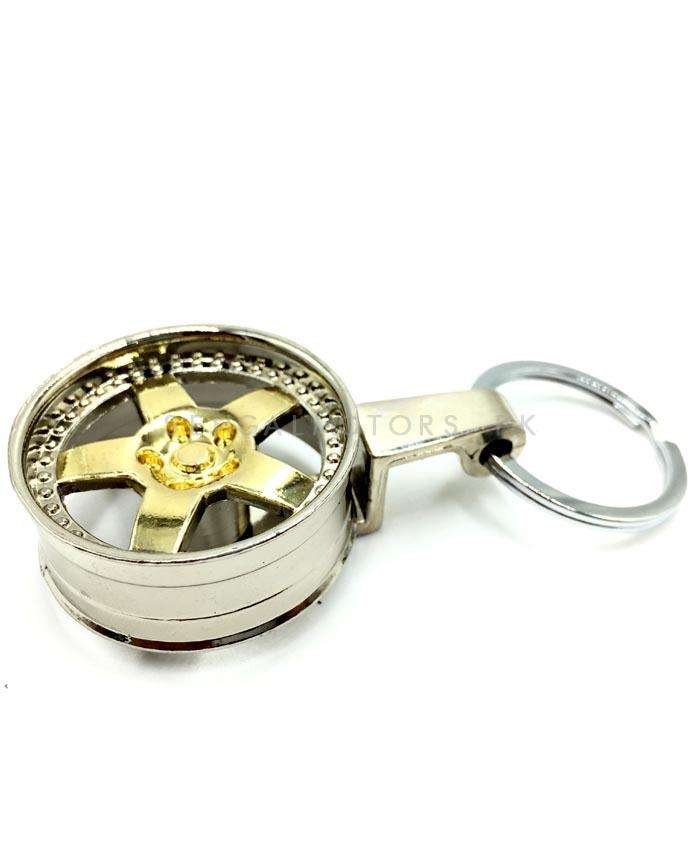 Rim Metal Keychain Keyring Golden Chrome