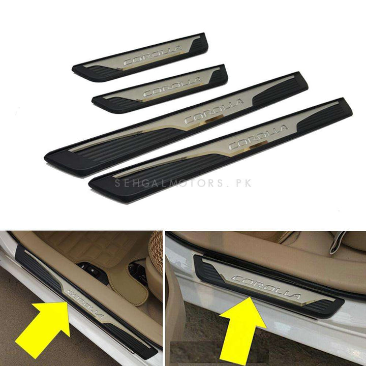 Toyota Corolla Rubber LED Sill Plates / Skuff LED panels Black Chrome