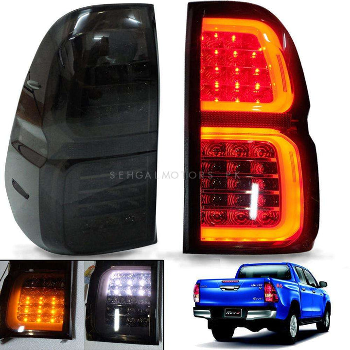 Toyota Hilux Revo/Rocco Smoke LED Tail Back Lamp Light Set V2