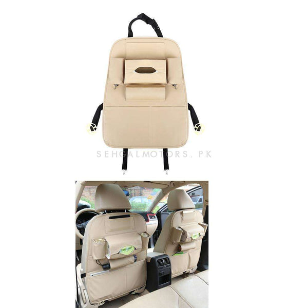 Back Seat Organizer Car Caddy in Leather Beige